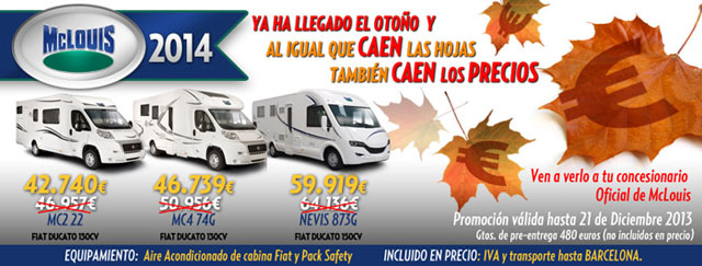 Ofertas Autocaravanas mclouis Otoño 2013